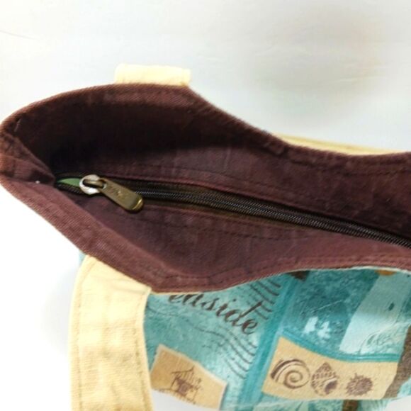 Paul Brent Seaside Blue and Tan Tropical Tote Bag Sturdy Canvas Beach Resort.... - Picture 8 of 11